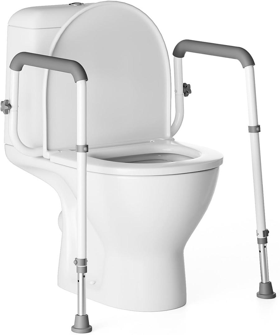 Toilet Safety Rails Medical Steel Sturdy Toilet Handle Height-Adjustable Leg Provides Support for Seniors, Disabled and Pregnant Women