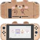 GeekShare Cute Plush Protective Case Cover Compatible with Switch - Shock-Absorption and Anti-Scratch - Plush Bear (For Switch 2017)