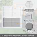 2 Pack Shed Windows, 24'' x 27'' Household Windows with Tempered Glass and Fiberglass Screen for Shed, Flush Mount Sliding Window for Chicken Coop, Playhouse, Garage, White