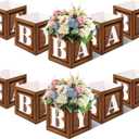 Jetec 10 Piece 7x 7x 7 inch Baby Shower Centerpiece Boxes Baby Shower Party Decorations Table Display with Letters Gender Reveal Party Favor Block Holder(Wood Style)