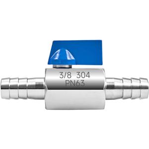 3/8" Hose Barb Ball Valve, 304 Stainless Steel Mini Fuel Shut Off Valve,Heater Hose Shut Off Valve for Water, Gas, Fuel & Irrigation