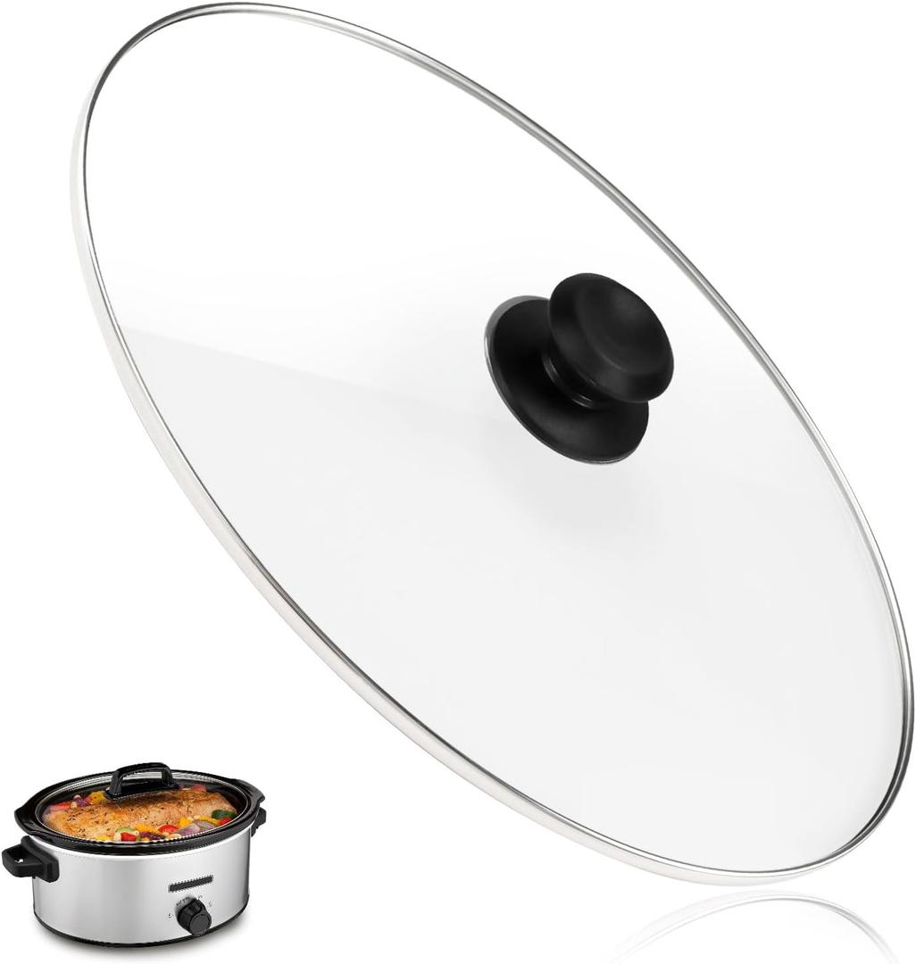 6 Quart Oval Glass Lid Compatible with Hamilton Beach Slow Cooker 33665G, Crock Pot Replacement lid, Slow Cooker Crock Pot Lid Replacement Part, 1 Pack