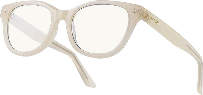 Blue Light Blocking Glasses Oval Oversized Stylish Thick Frame Computer Glasses UV400 Glare Women AB2210 (Beige)