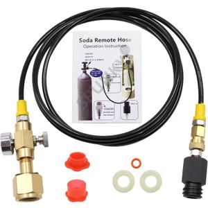 Co2 Tank Cylinder Direct Adapter (Gauge and Bleed Valve), CGA320 to TR21-4 Soda Machine Adapter with 60in High-Pressure Hose, Compatible for sodestream Soda Maker, Adapte to fizze/one touch/jet