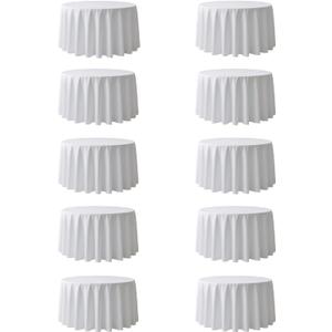 Surmente 10 Pack White Tablecloth for Round Tables, 132-inch Round Table Cloths for Weddings, Banquets, or Restaurants
