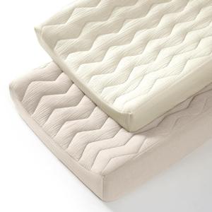 lulumoon Muslin Changing Pad Cover: Baby Cotton Quilted Changing Table Cover - Soft Changing Pad Sheets for Boys Girls (White & Cream)
