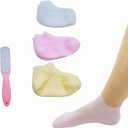Mosituring Socks for Dry Crakced Feet -SiliconeMoisturizer Pedicure Socks for Hydrating Heels with Foot Fill Removing Callus (3 Pairs Mixed Colors)
