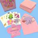 JIALWEN Valentines Day Cards for Kids 96 Pack with 32 Kids Animal Theme Valentine Cards, 32 Pink Gift Envelopes, 32 Animal Stickers Kids Valentines Day Cards School Classroom Party Exchange Gifts