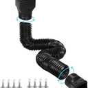 Gutterlix 1 Pack Flexible Gutter Downspout Extensions Extendable from 21" to 67", Downspout Extender Comes with Adapters, Thickened Down spout Drain Extension for Rainwater Drainage(Black)
