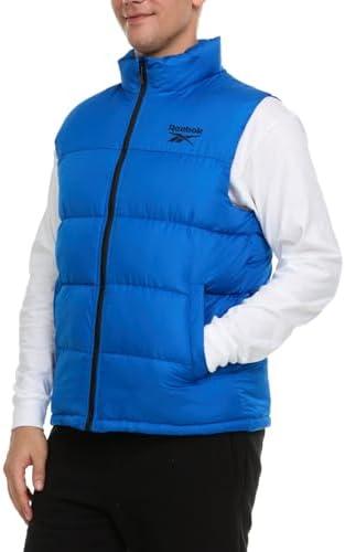 Reebok Mens Puffer Vest - Full Zip Midweight Thick Insulated Sleeveless Jacket for Men - Outdoor Quilted Puffer Winter Vest L