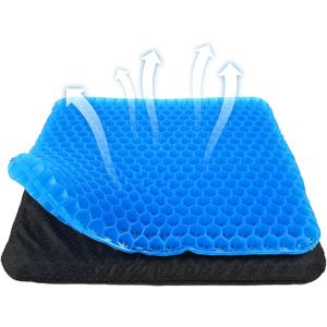 Yimiyaa Gel Seat Cushion, Double Thick Egg Gel Cushion for Pressure Pain Relief, Breathable Wheelchair Cushion Chair Pads for Car Seat Office Chair Blue