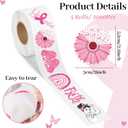 A1diee Breast Cancer Awareness Ribbon Stickers - 2000Pcs Pink Ribbon Roll Sticker Gifts for Women Girls, Inspirational Breast Health Decor Decals for Water Bottle Guitar Laptop Christmas Decoration