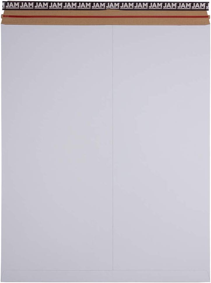 JAM PAPER Stay-Flat Photo Mailer Envelopes with Peel & Seal Closure - 17 x 21 - White - 6 Rigid Mailers/Pack