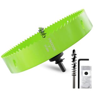 8'' (203mm) Bi-Metal Hole Saw with Arbor - Multi-Material Cutting Kit for Thin Iron, Wood & Drywall - High-Speed Steel Teeth with Smooth Cutting Edge,Fast Chip Removal &Bonus Dust-Proof Bag