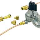 MENSI RV Trailer Tank Propane Regulator 2-Stage Auto Changeover RV Accessories Dual Tank Connection Kit, with 15" Copper Pigtial Hose and 3/8" NPT Exit Connector