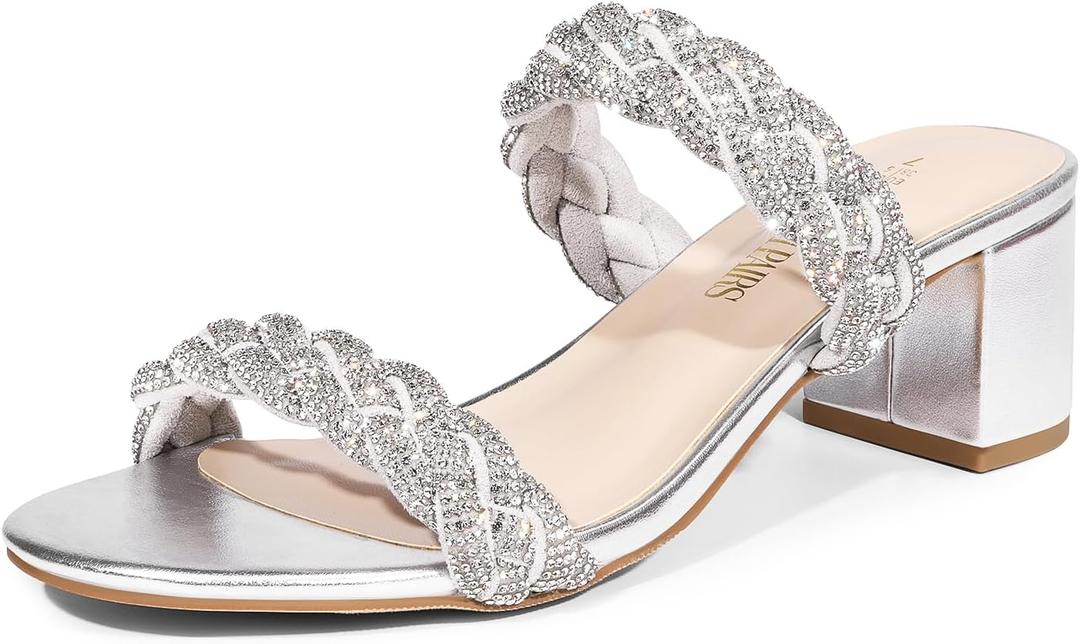 DREAM PAIRS Women's Two Braided Strap Low Heels for Women Open Toe Block Chunky Heels Sandals Holiday Party Wedding Dress Pumps Shoes (8.5)