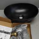 Davivy 15.7" x 13" Matte Black Oval Vessel Sink with Pop Up Drain,Bathroom Sinks Above Counter,Bathroom Vessel Sinks,Ceramic Vessel Sinks,Matte Black Vessel Sink for Bathrooms