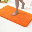 MIULEE Orange Bathroom Rug - Large Absorbent Bath Mat Made of Thick Fluffy Microsiber for Bathroom Floor, Tub, Kitchen and Hallway, Non Slip Rubber Backside, Machine Washable - 24x36 Inches