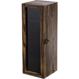 MyGift Wine Bottle Gift Box with Translucent Black Acrylic Window, Decorative Wine Holder Display, Whiskey Collector Storage Case with Metal Latch Closure, Rustic (Burnt Wood)
