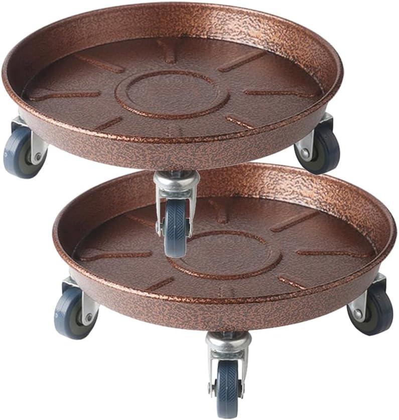 2 Pack 16" Heavy Duty Plant Dolly with Wheels, 320lbs Metal Rolling Plant Stand with Casters, Round Wheeled Planter Caddy Roller Base Carry Potted Tree Flower Pot for Indoor Outdoor Garden, Bronze