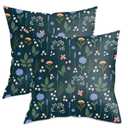 2 Pack Retro Forest Wildflower Throw Pillow Covers, 18x18 Pillow Cover, Decorative Couch Pillow Covers Flower Decor Pillowcase for Sofa Cushion Sofa Home Bedroom Bed Office Car Seat Living Room