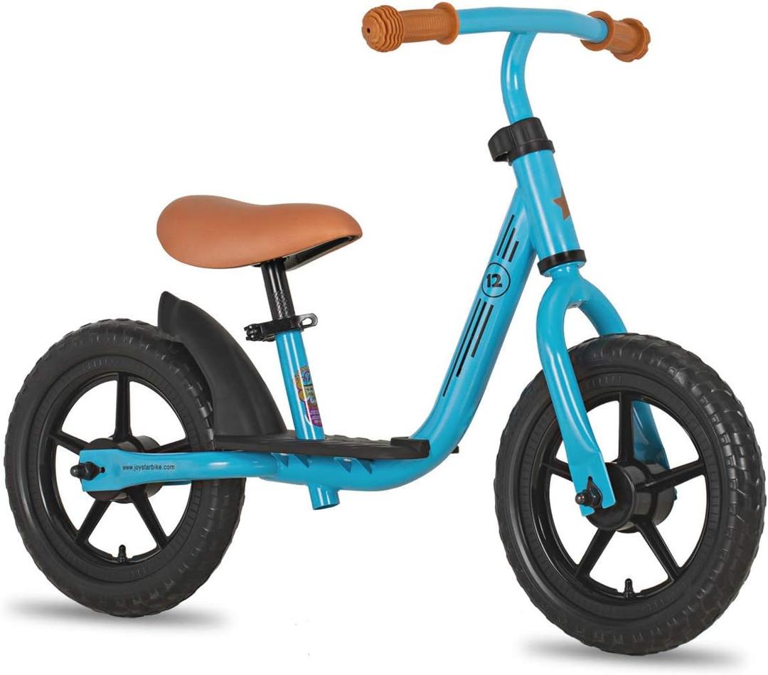 JOYSTAR 10"/12" Toddler Balance Bike for Girls & Boys, Ages 18 Months to 5 Years, Kids Push Bike with Footrest & Adjustable Seat Height, First Birthday Gifts for 2-5 Boys Girls (Blue)