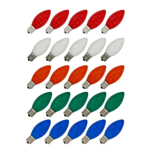 25 Pack C9 Multicolor Christmas Light Bulbs, C9 Multicolor Replacement Bulbs for Outdoor Patio Christmas String Lights, 7W Incandescent Night Light Bulbs, C9/E17 Intermediate Base Bulb,120V 7W bulb