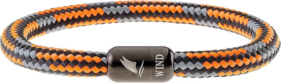 WIND PASSION - Paracord Bracelet for Men & Women | Nautical Bracelet Inspired by Sailor Sea Apparel | Handmade with Braided Rope and Magnetic Clasp | For Men and Women looking for a Sports, Athletic or Surf Style | Waterproof Resistant | (X-Large ( Wrist size: 7.65 - 8.43 inch ), Black Magnet - Dakar)