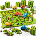Beby Buty 64PCS Puzzle Race Track Car Set for Kids Boys, Floor Puzzle Tracks Car Toys for Boys Girls Ages 3-5 4-6, Toddler Toys Gifts for 3 4 5 Year Old, Ideal 3 4 5 6 Year Old Birthday Gifts