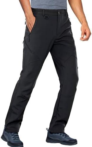 Stlight Mens Snow Ski Water Repellent Softshell Pants for Winter Hiking Fleece Lined Bottom Leg Zipper with 6 Zip Pockets 30x32