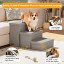 3-Step Wide Dog Stairs 18" H with Removable Cover, Non-Slip Storage Pet Steps for High Bed Couch, Pet Stairs for Small/Medium/Large Old Dogs Puppy Up to 200lbs, Cat Dog Steps for Car, Grey (30"D x 17"W x 17.1"H)