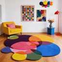Irregular Round Colorful Rugs 6ft for Living Room