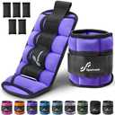 Sportneer Adjustable Ankle Weights for Women and Men 1 Pair of 2 3 4 6 7 LBS Wrist Arm Leg Weights with Adjustable Straps, Strength Training Weighted for Yoga, Walking, Running, Aerobics, Gym (Purple)