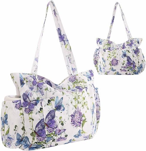 Corduroy Tote Bag for Women Large Capacity Cute Zipper Laptop Work Travel Gym Tote Bag Teacher Nurse Bag Hand Bags