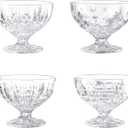 WHOLE HOUSEWARES 8 ounce Glass Dessert Bowls | 4.1x3.3 inch Ice Cream Bowls Glass | Set of 4 Unique Mini Trifle Footed Cups | Clear Sundae Glasses | Salad, Banana Split, or Pudding Serving Cups