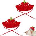 Cat Strawberry Hat, Soft Knit Bonnet, Red, M | Adjustable Ears, Party Head Wear, 2 PCS