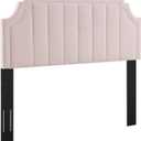 Modway Alyona Channel Tufted Performance Velvet Full/Queen Headboard in Pink