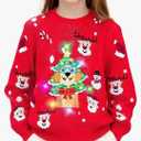 Meland Kids Ugly Christmas Sweater - Light Up Funny Holiday Pullover - Cute Xmas Sweater for Boys & Girls Age 5-16 Year Old, Size M (Ages 8-10)