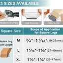 Ansible 24 Pcs Chair Leg Floor Protectors Square, Silicone Felt Furniture Leg Pads Caps Covers for Hardwood Floors (Fit:1-1/16" to 1-5/8")