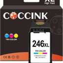 COCCINK 246XL Color Ink Cartridge for Canon Pixma TS302 TS3122 TS3300 TS3320 TS3322 TR4520 MG2520 MG2522 MG2922 MX492 MX490 Printer Remanufactured for Canon CL-246 XL CL-244 XL (1 Color)