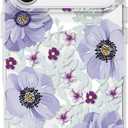 SCORPIFY for iPhone 17 Pro Max Case [Compatible with MagSafe] with Purple Anemone Floral Design, Cute Clear Flower Phone Magnetic Cover for Women Girls, Slim Bumper with Gold Accents
