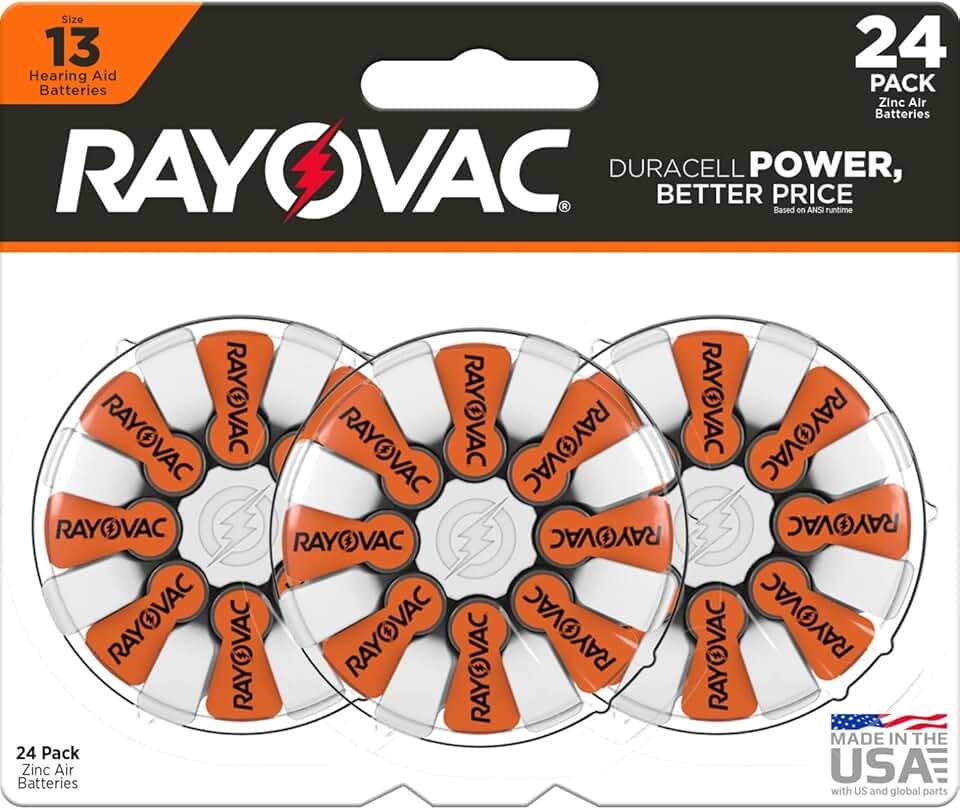 Rayovac Hearing Aid Batteries Size 13 for Advanced Hearing Aid Devices (24 Count)
