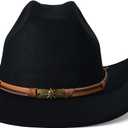 Wide Brim Cowgirl Hat Men Large Wide Brim Cowboy Hats for Women with Buckle Belt Classic Cowboy Outfits (Black)