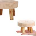 5.5IN Small Solid Wood Garden Plant Pot Riser Display Stands Flower Pot Holder Indoor Round Plant Stand for Indoor Outdoor Patio Garden(Mini Models)
