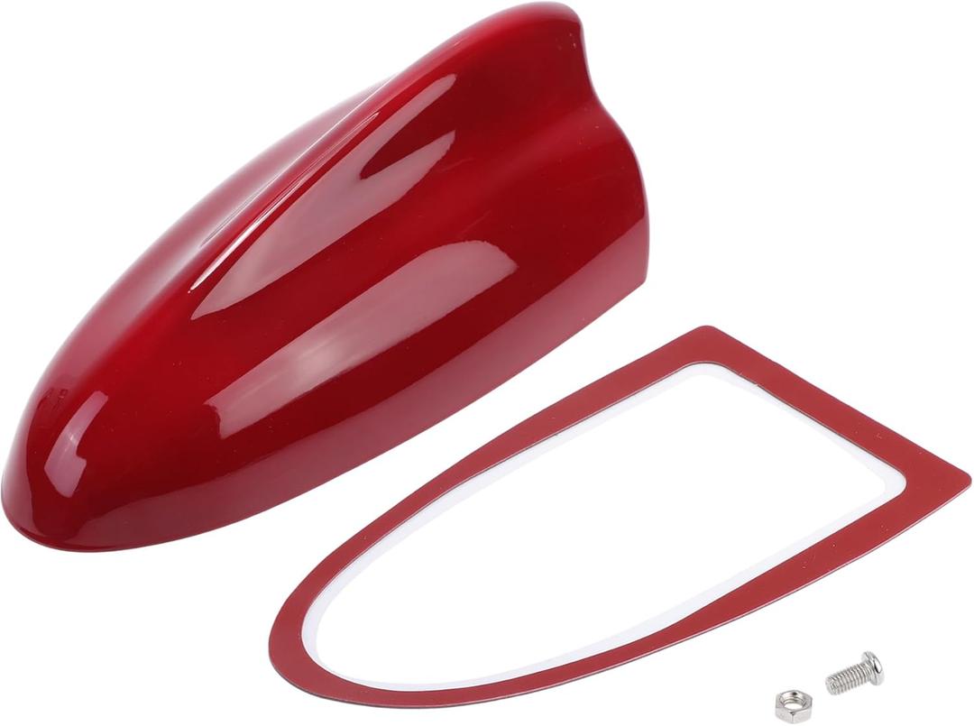Shark Fin Antenna Cover, AM/FM Signal Roof Aerial Universal for Car Auto SUV Truck Offroad ABS Material with Adhesive Base Dark Red