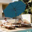 MEWAY 9ft Patio Umbrella Outdoor Table Umbrellas with Push Button Tilt and Crank, Market Umbrella 8 Sturdy Ribs for Deck, Garden, Pool and Backyard, Lake Blue