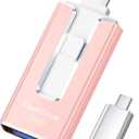 MFi Certified Flash Drive for iPhone iPad 256GB, Photo Stick for External Memory Storage, Easily Back Up and Save Photos Videos, USB Memory Stick Thumb Drive for iPhone/iPad/Android/PC (Rose Pink)