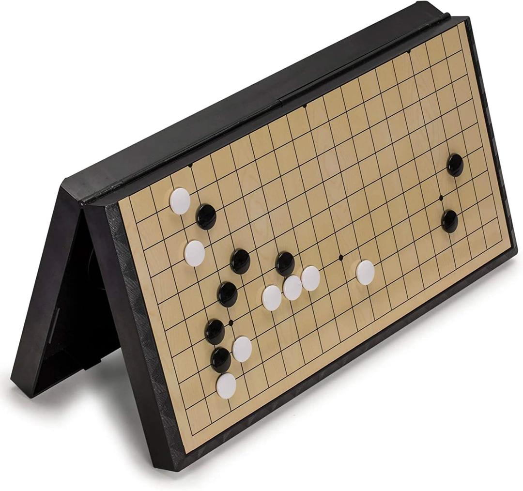 Medium Magnetic 19x19 Go Chess Set Game 11Inch/28cm Portable with Single Convex Plastic Stones and Go Board Classic Chinese Strategy for Kids & Adult, 2 Pack