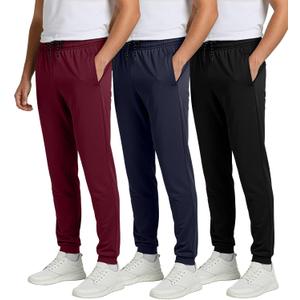 3 Pack Men's Mesh Joggers Sweatpants Gym Athletic Workout Pockets Track | Available In Big & Tall, Moisture Wicking, Elastic Waist, Drawstring, Running, Jogging, Casual, Lounge, Sports, Sweats, Pants (L)