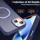 Magnetic for iPhone 14 Case with Invisible Stand, [10 FT Drop Protection] [Velvety Touch] Slim Translucent Matte Back Shockproof Phone Case for iPhone 14 6.1'', Blue